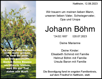 Traueranzeige von Johann Böhm von Heidenheimer Zeitung