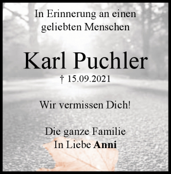 Traueranzeige von Karl Puchler von Heidenheimer Zeitung