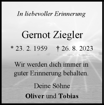 Traueranzeige von Gernot Ziegler von Heidenheimer Zeitung