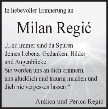 Traueranzeige von Milan Regic von Heidenheimer Zeitung