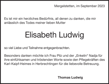 Traueranzeige von Elisabeth Marie Ludwig von Heidenheimer Zeitung