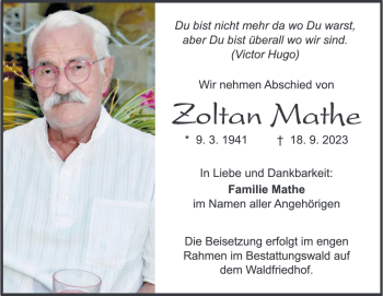 Traueranzeige von Zoltan Mathe von Heidenheimer Zeitung