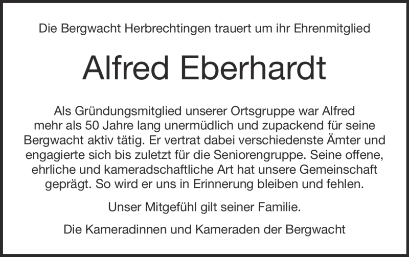  Traueranzeige für Alfred Eberhardt vom 21.09.2023 aus Heidenheimer Zeitung