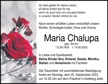 Traueranzeige von Maria Chalupa von Heidenheimer Zeitung