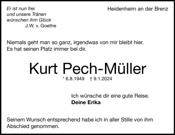 Traueranzeige von Kurt Pech-Müller von Heidenheimer Zeitung