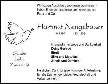 Traueranzeige von Hartmut Neugebauer von Heidenheimer Zeitung