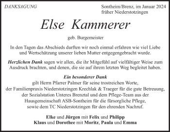 Traueranzeige von Else Kammerer von Heidenheimer Zeitung