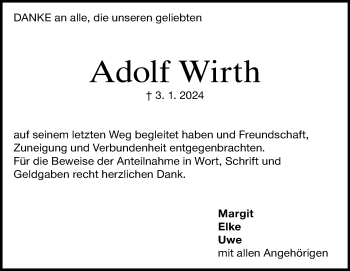 Traueranzeige von Adolf Wirth von Heidenheimer Zeitung