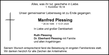 Traueranzeige von Manfred Plessing von Heidenheimer Zeitung
