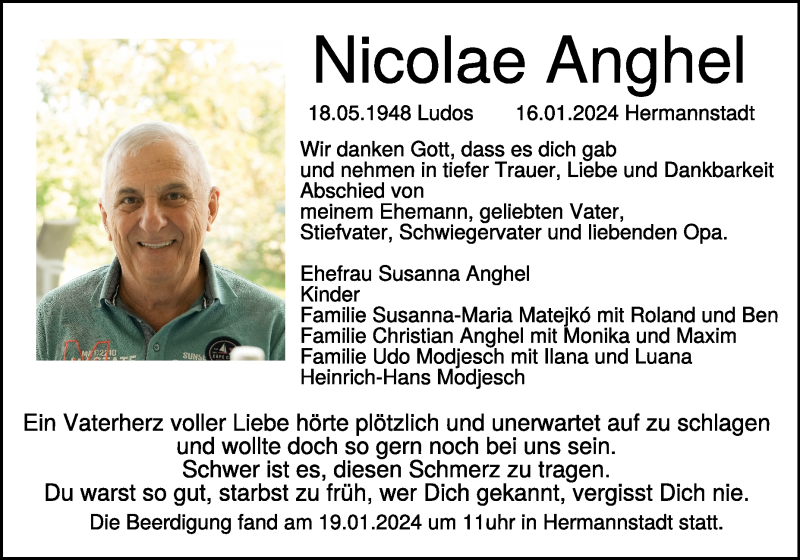  Traueranzeige für Nicolae Anghel vom 23.01.2024 aus Heidenheimer Zeitung