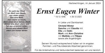 Traueranzeige von Ernst Eugen Winter von Heidenheimer Zeitung
