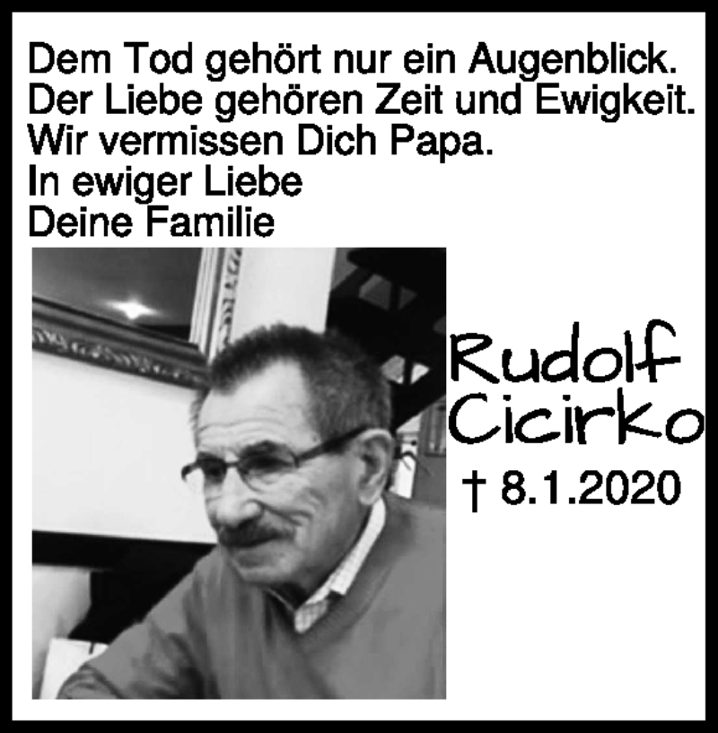  Traueranzeige für Rudolf Cicirko vom 08.01.2024 aus Heidenheimer Zeitung