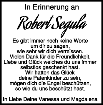 Traueranzeige von Robert Segula von Heidenheimer Zeitung