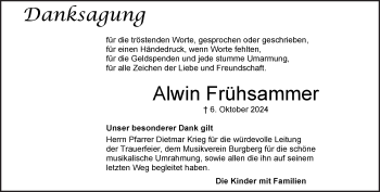 Traueranzeige von Alwin Frühsammer von Heidenheimer Zeitung