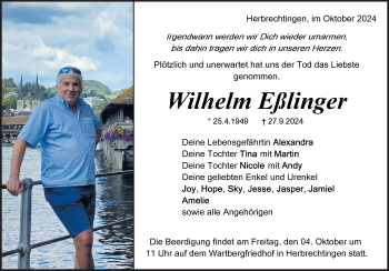 Traueranzeige von Wilhelm Eßlinger von Heidenheimer Zeitung