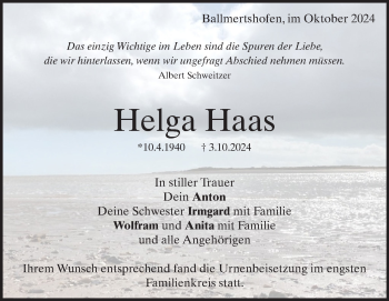 Traueranzeige von Helga Haas von Heidenheimer Zeitung