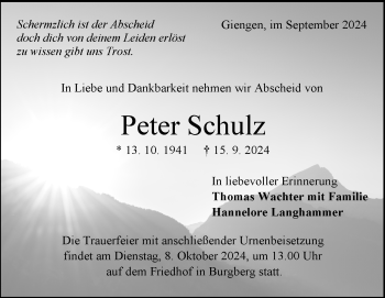 Traueranzeige von Peter Schulz von Heidenheimer Zeitung