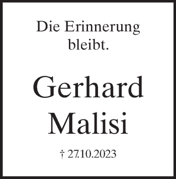 Traueranzeige von Gerhard Malisi von Heidenheimer Zeitung
