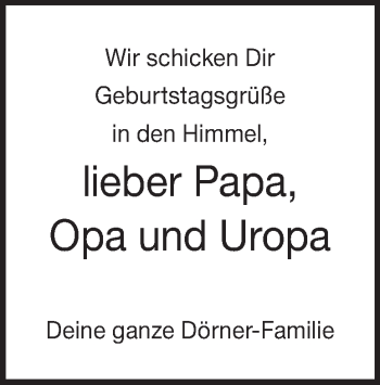 Traueranzeige von Hans Dörner von Heidenheimer Zeitung