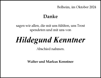 Traueranzeige von Hildegund Kenntner von Heidenheimer Zeitung