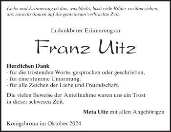 Traueranzeige von Franz Uitz von Heidenheimer Zeitung