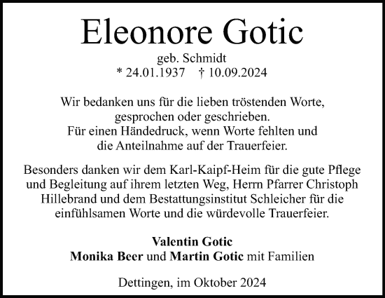 Traueranzeige von Eleonore Gotic von Heidenheimer Zeitung