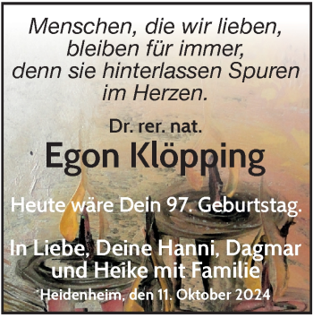 Traueranzeige von Egon Klöpping von Heidenheimer Zeitung