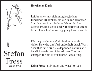 Traueranzeige von Stefan Fress von Heidenheimer Zeitung