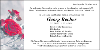 Traueranzeige von Georg Becher von Heidenheimer Zeitung