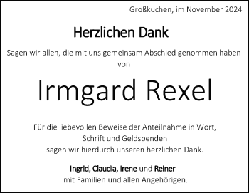 Traueranzeige von Irmgard Rexel von Heidenheimer Zeitung