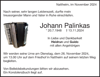 Traueranzeige von Johann Palinkas von Heidenheimer Zeitung