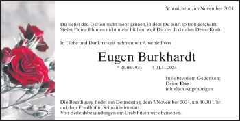 Traueranzeige von Eugen Burkhardt von Heidenheimer Zeitung