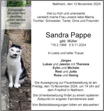 Traueranzeige von Sandra Pappe von Heidenheimer Zeitung