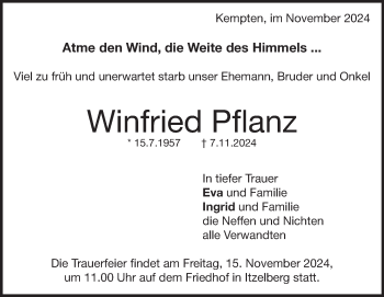 Traueranzeige von Winfried Pflanz von Heidenheimer Zeitung