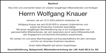 Traueranzeige von Wolfgang Knauer von Heidenheimer Zeitung