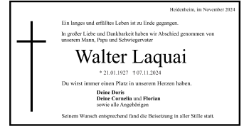 Traueranzeige von Walter  Laquai von Heidenheimer Zeitung