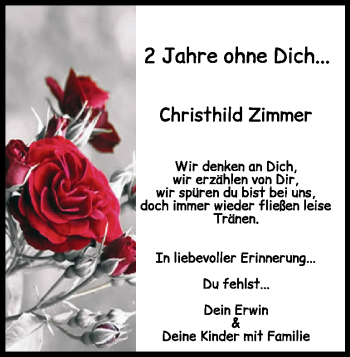 Traueranzeige von Christhild Zimmer von Heidenheimer Zeitung