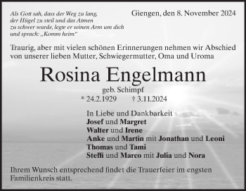 Traueranzeige von Rosina Engelmann von Heidenheimer Zeitung