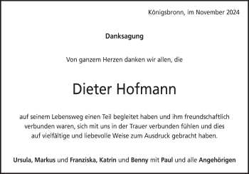 Traueranzeige von Dieter Hoffmann von Heidenheimer Zeitung