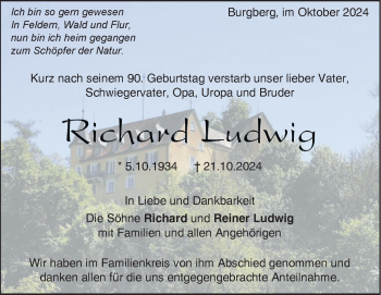 Traueranzeige von Richard Ludwig von Heidenheimer Zeitung