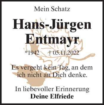 Traueranzeige von Hans-Jürgen Entmayr von Heidenheimer Zeitung