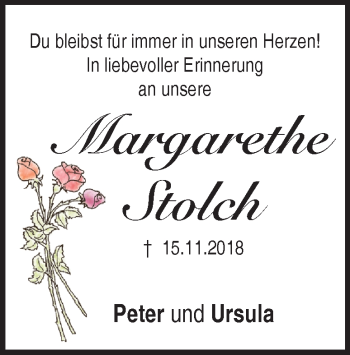 Traueranzeige von Margarethe Stolch von Heidenheimer Zeitung