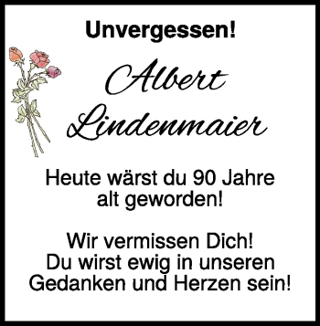 Traueranzeige von Albert Lindenmaier von Heidenheimer Zeitung