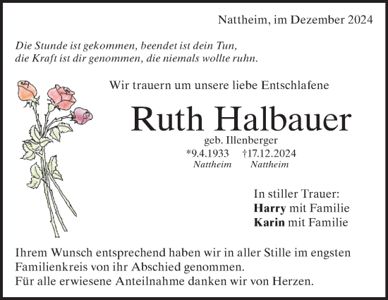Traueranzeige von Ruth Halbauer von Heidenheimer Zeitung