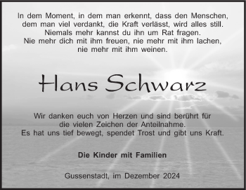 Traueranzeige von Hans Schwarz von Heidenheimer Zeitung
