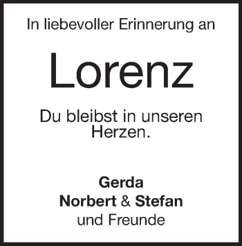 Traueranzeige von Lorenz Lindenmeyer von Heidenheimer Zeitung