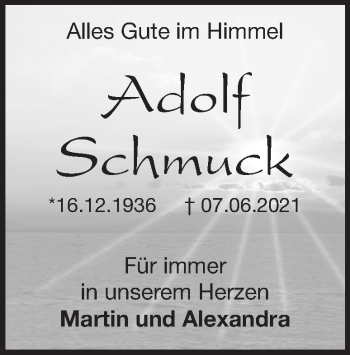 Traueranzeige von Adolf Schmuck von Heidenheimer Zeitung