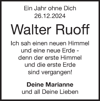 Traueranzeige von Walter Ruoff von Heidenheimer Zeitung