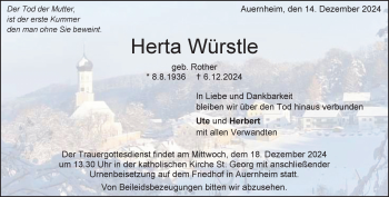 Traueranzeige von Herta Würstle von Heidenheimer Zeitung