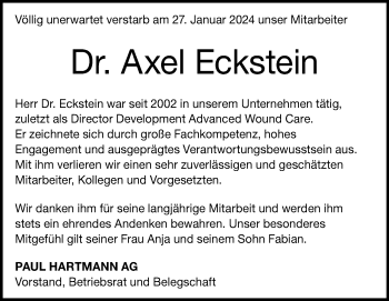 Traueranzeige von Axel Eckstein von Heidenheimer Zeitung